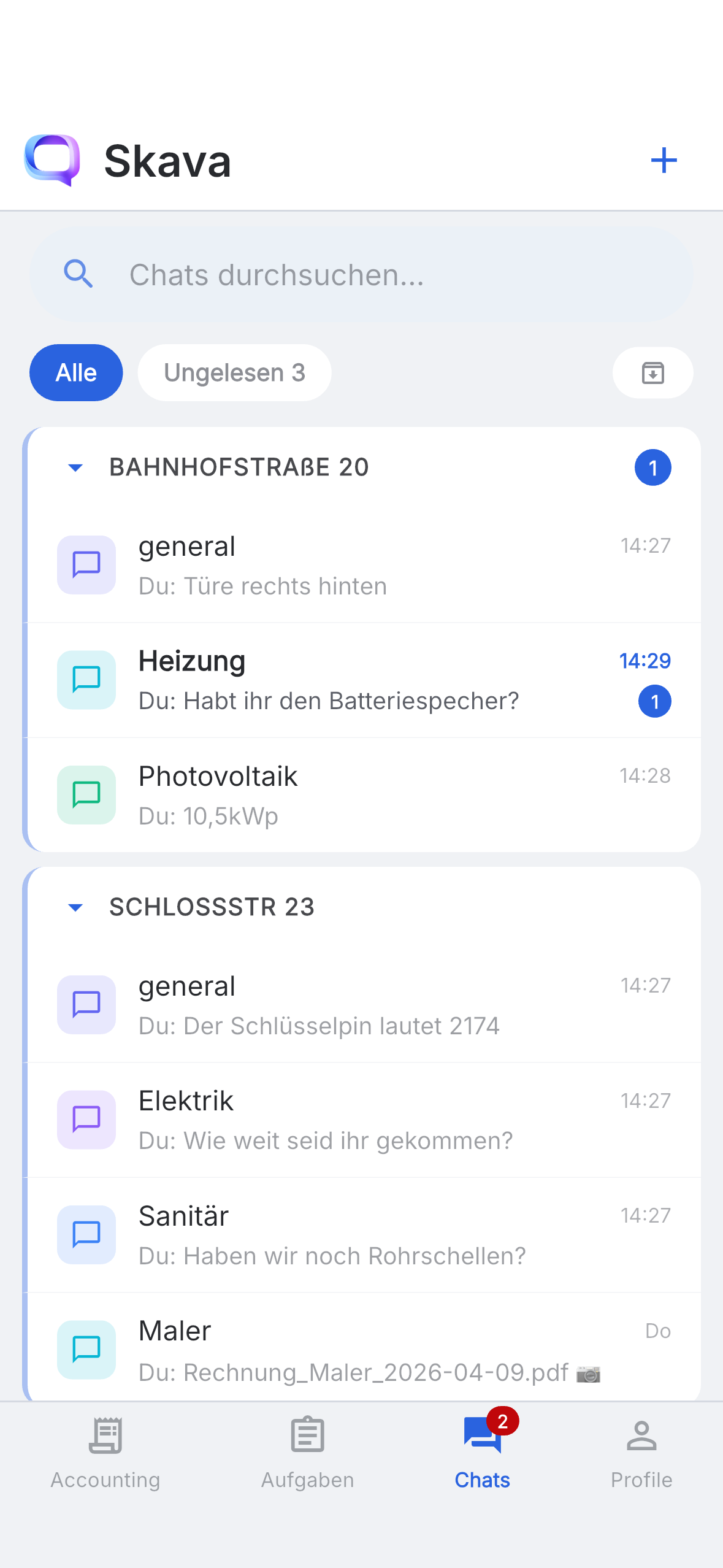 Skava Mobile App — Hauptchat