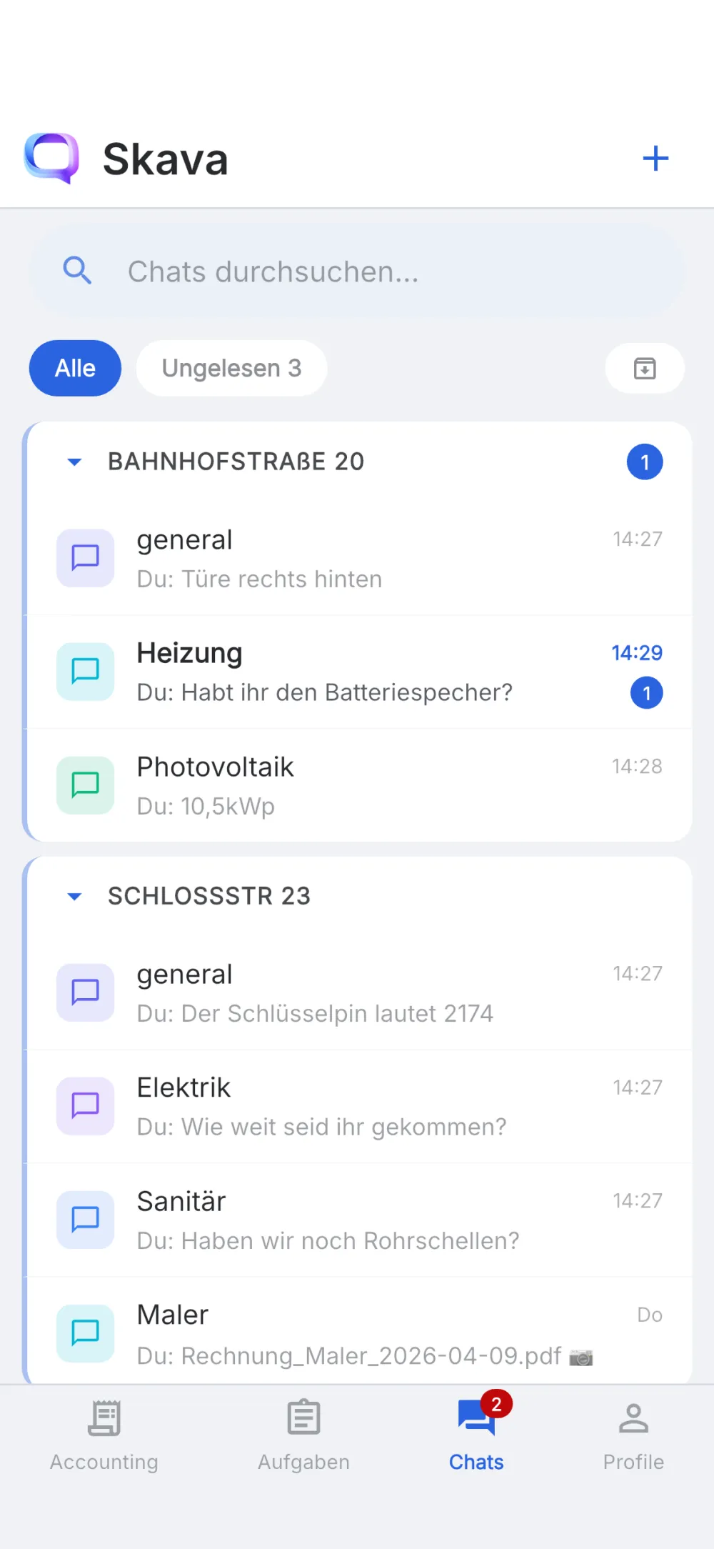 Skava Mobile App — Hauptchat