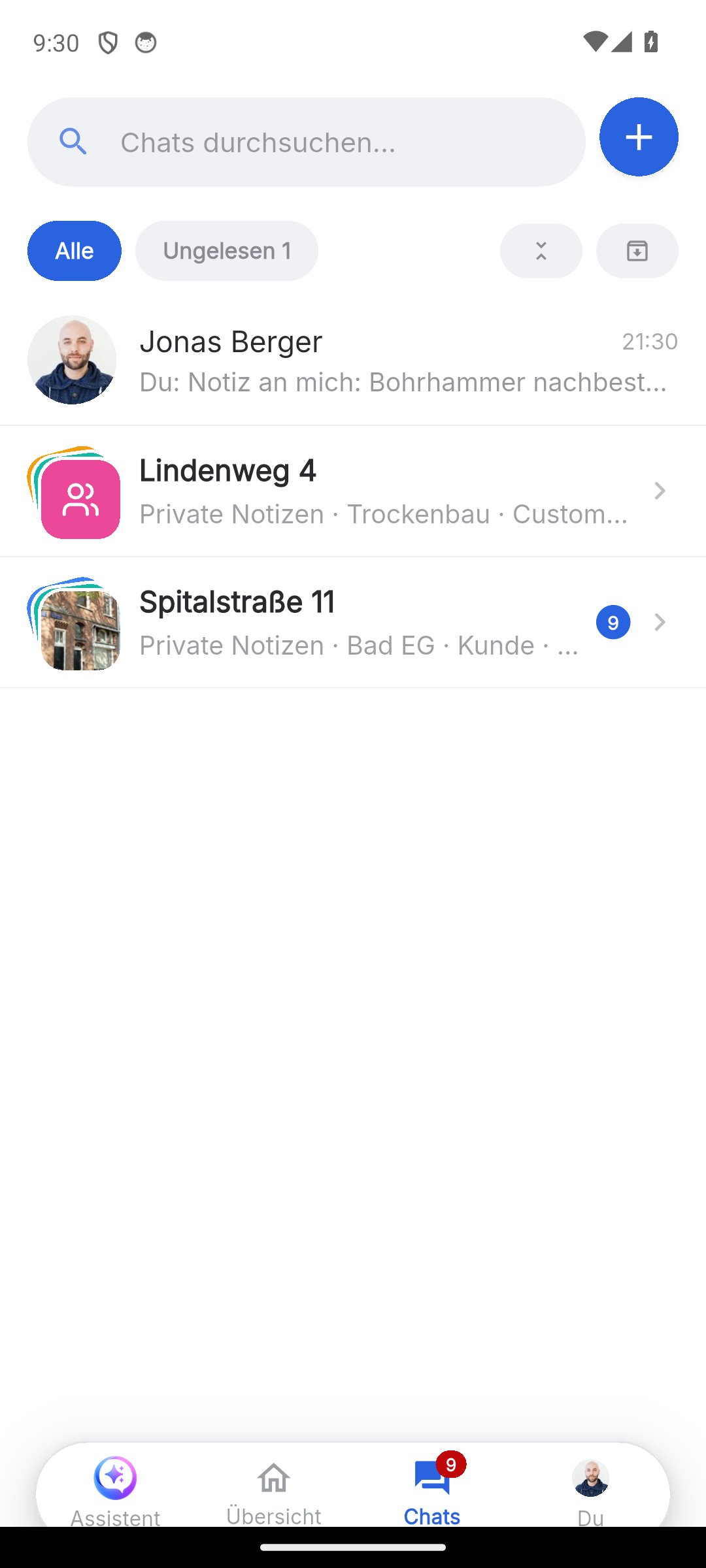 Projektchats und Subchats in der Skava-App