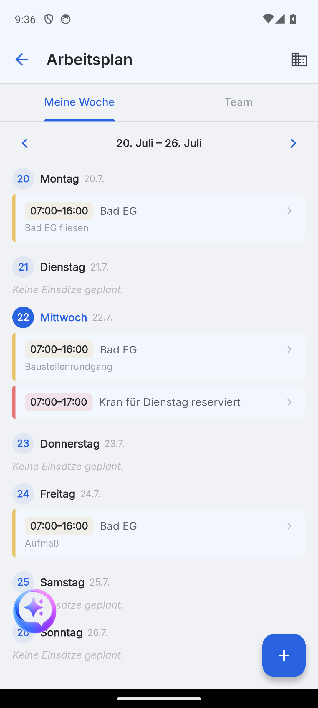 Aktueller Skava-Arbeitsplan für Servicetermine
