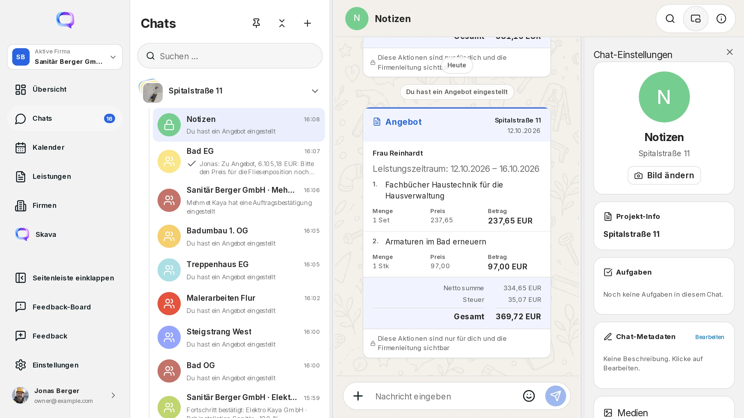 App web Skava: nuova versione del preventivo